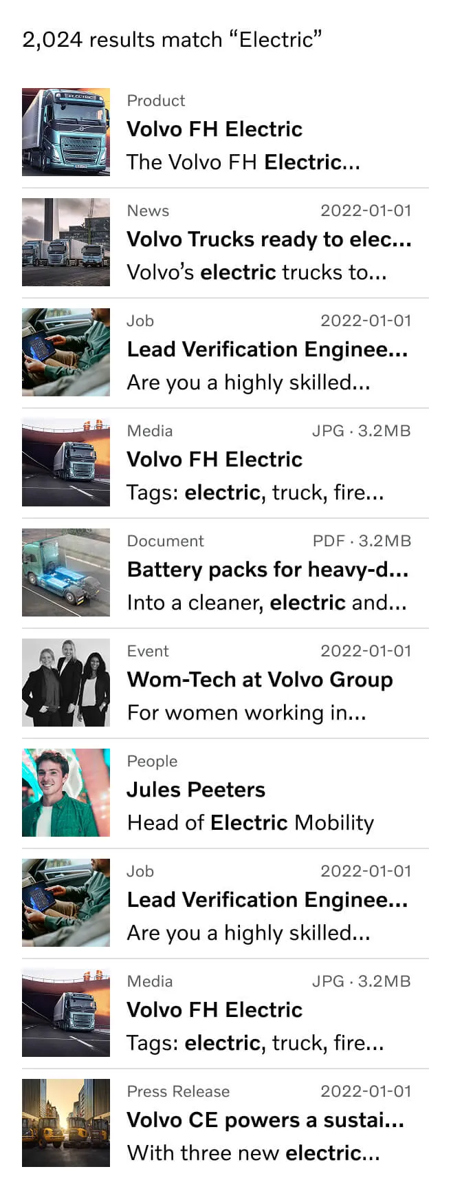 Search results with images
