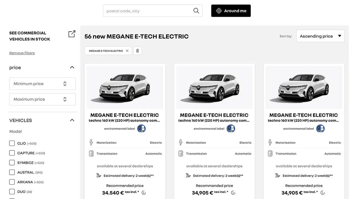 Renault stock locator