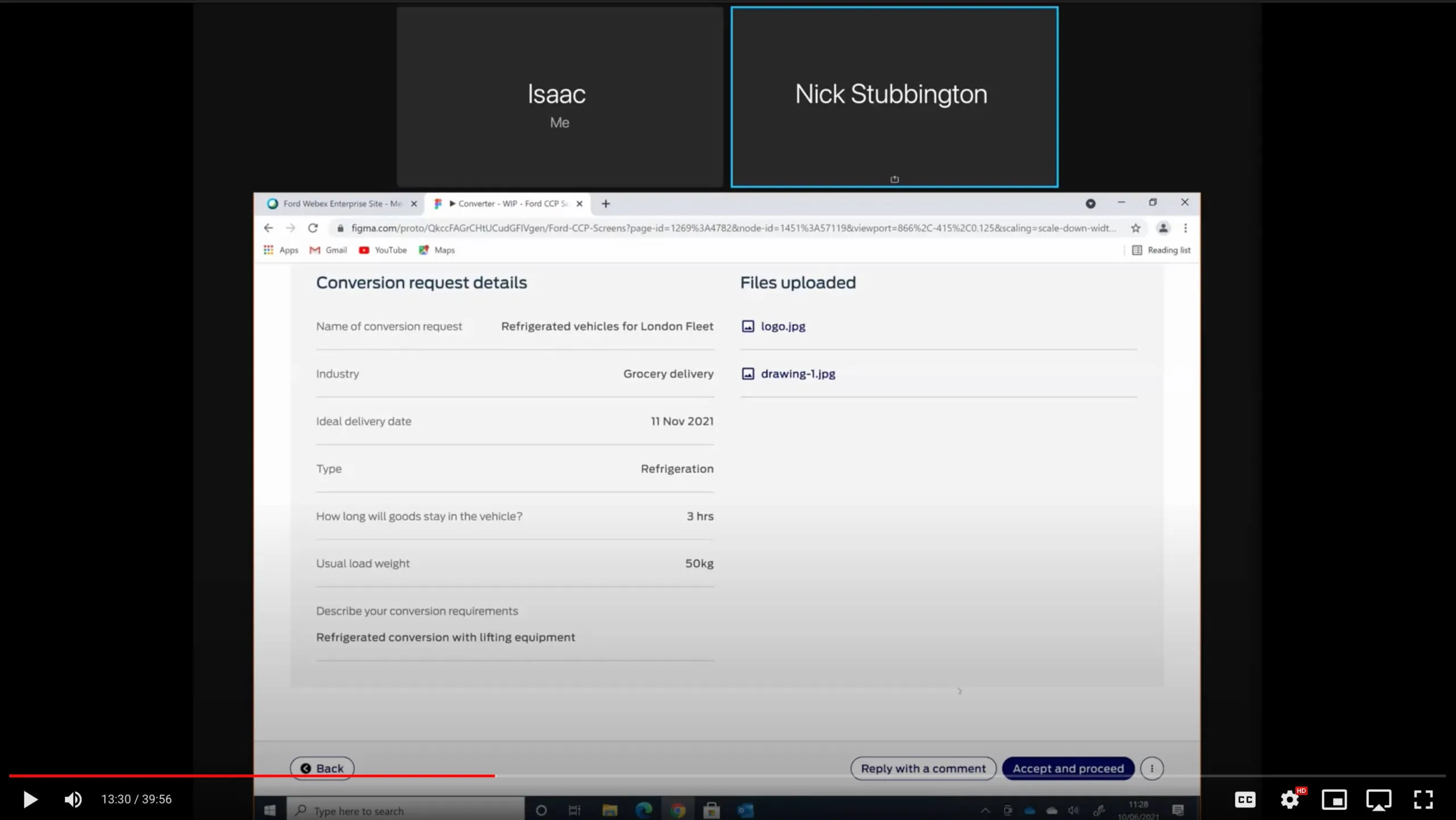 Screen capture of one of the recorded sessions
